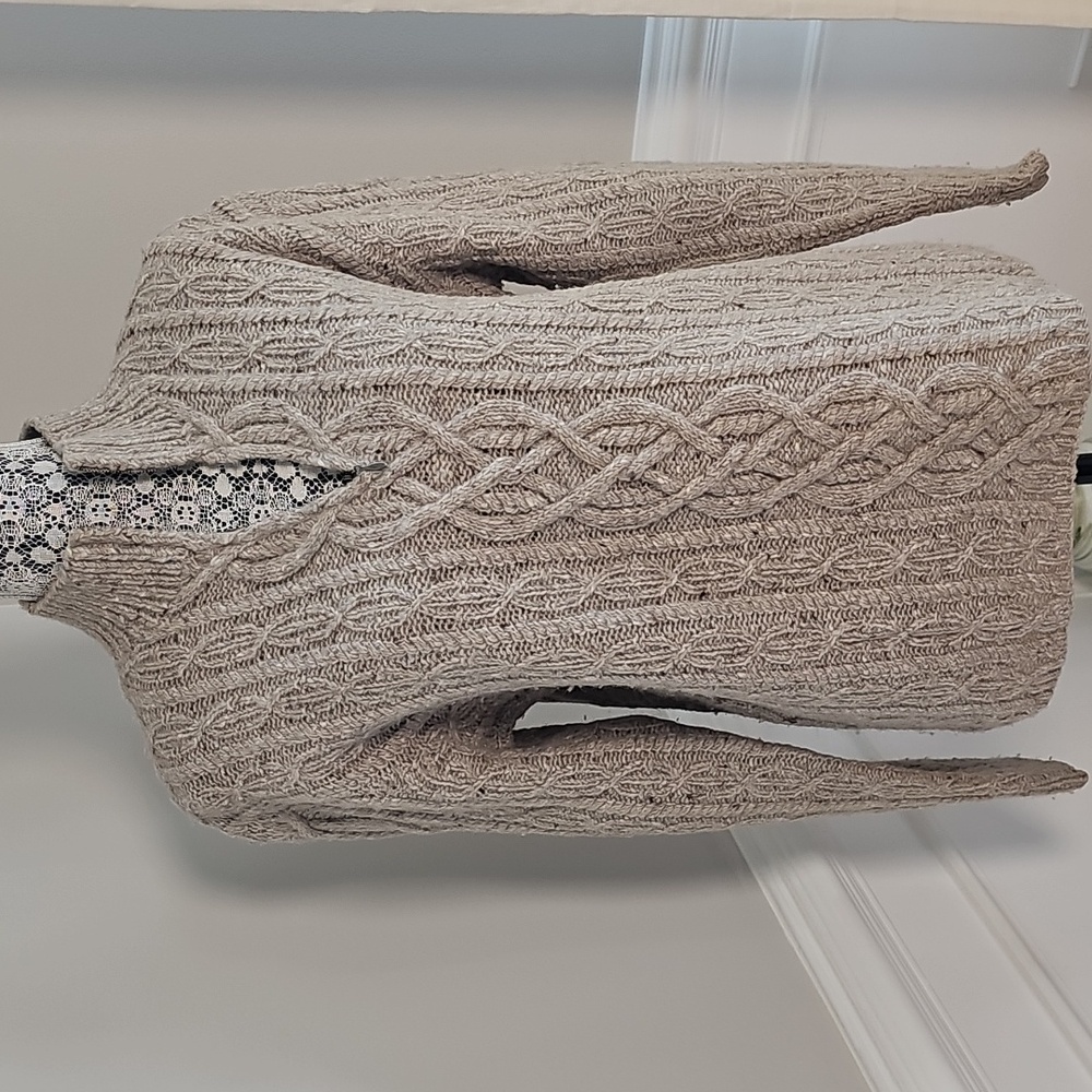 Ralph Lauren Oatmeal Cable Knit Wool Sweater Size L Super Cozy!